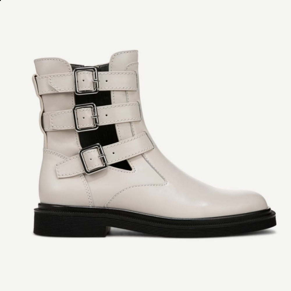 Franco Sarto Cream Combat Boots with Buckle Straps - NWOB - Picture 2 of 5